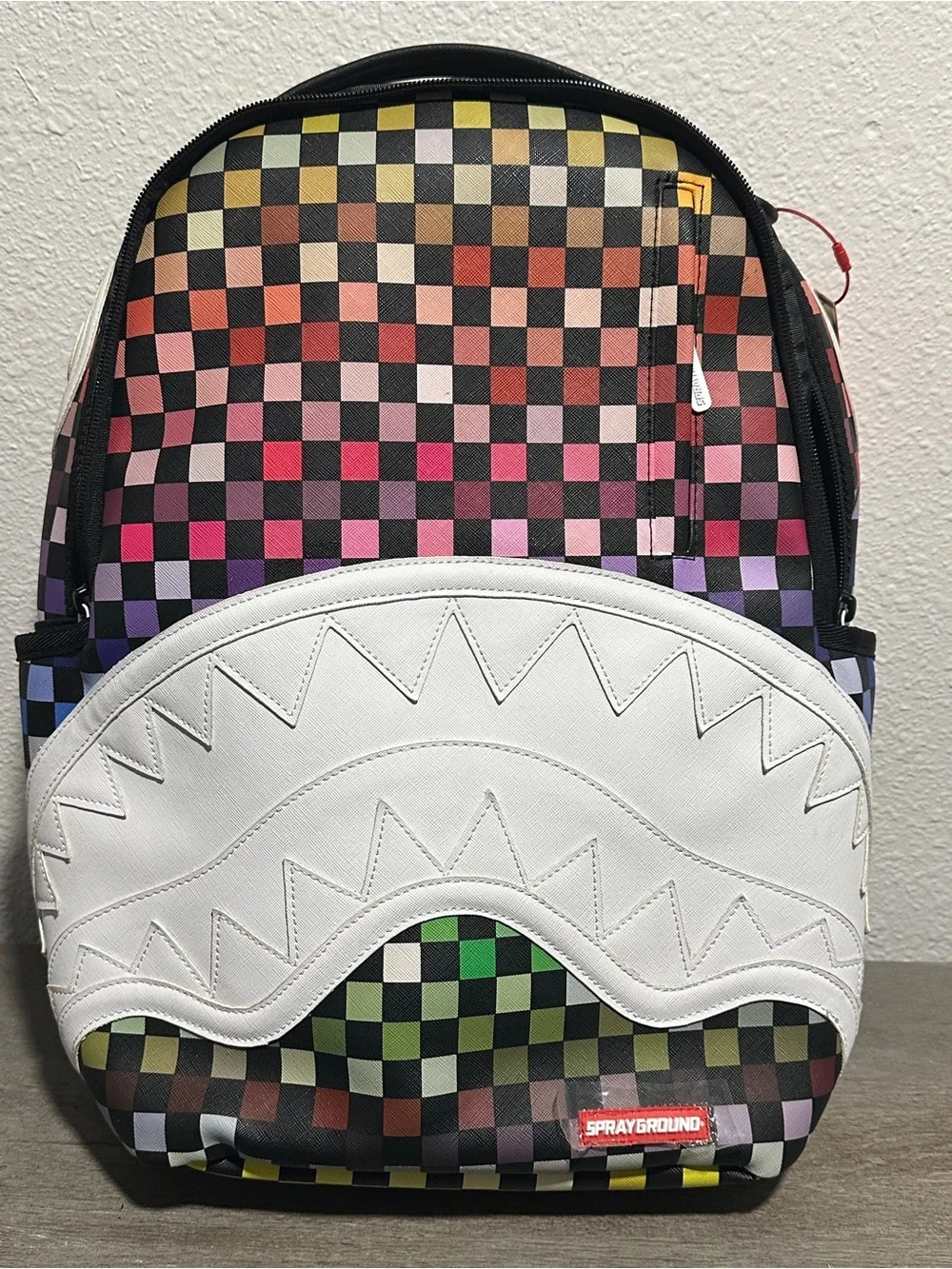 Sprayground Limited Edition Pixel Shark Backpack NWT Color Shift Checkered